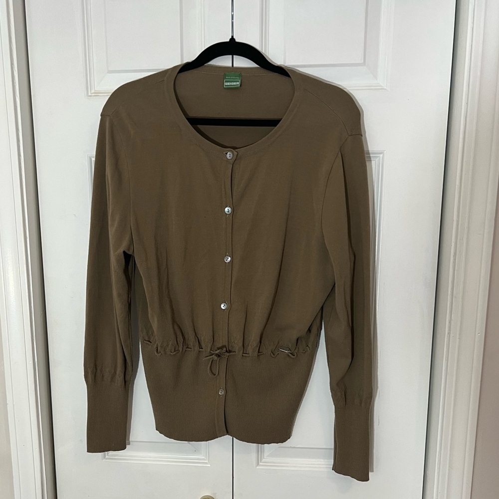 Vintage Geiger Brown Knit Tie waist Cardigan Sweater